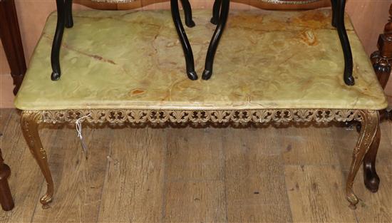 A rectangular gilt metal and onyx coffee table W.96cm